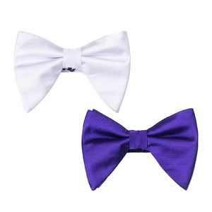 Mens Over Sized Satin Tuxedo Pre-Tied Bow Tie 2pc